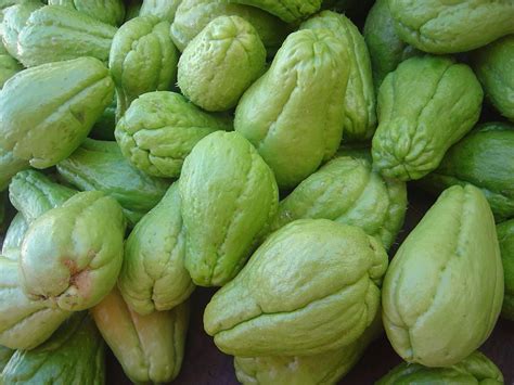 Güisquil o chayote entero y cortado