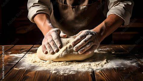 David Nelson amasando pan en su obrador