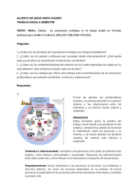 Esquema de la perspectiva ecológica en trabajo social