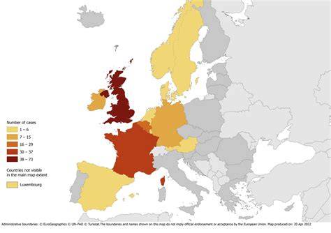 Mapa de distribución del brote de Salmonella en productos Kinder 2022
