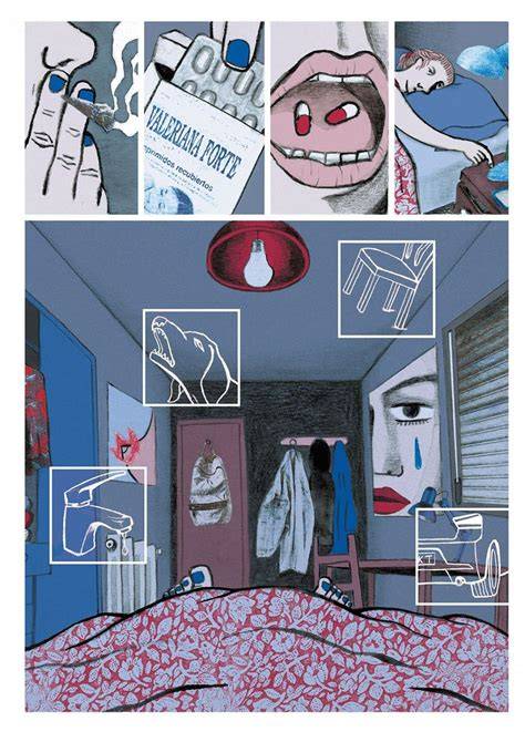 Ilustración de cómic sobre el insomnio de Ana Penyas
