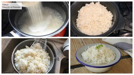 Proceso de cocción de arroz blanco