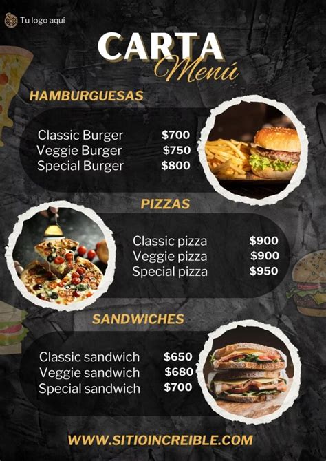 Ejemplo de diseño de menú para panadería con tipografía elegante y fotos de alta calidad