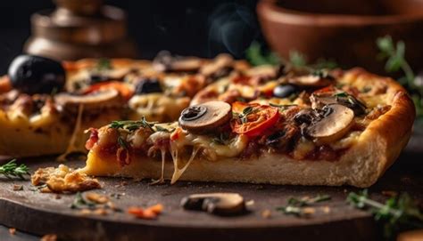 Quiche de morcilla recién horneada en una mesa rústica