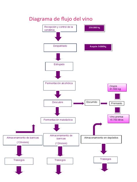 Diagrama de flujo de vino en depósito ovoide