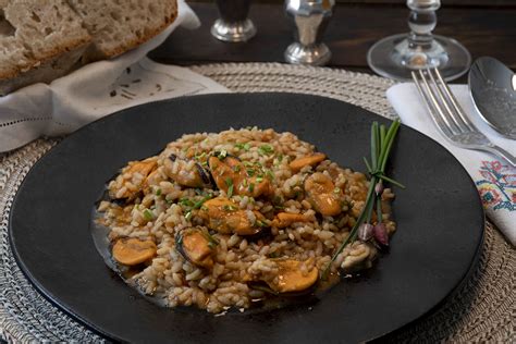 esquema de ingredientes para arroz con mejillones