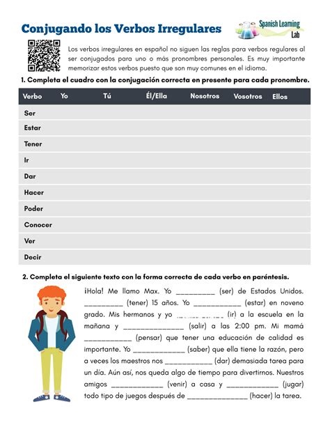 Tabla de verbos irregulares comunes para ejercicios