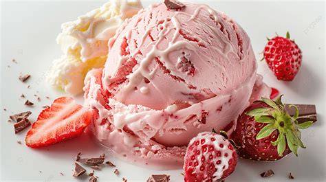 Helado de fresa decorado