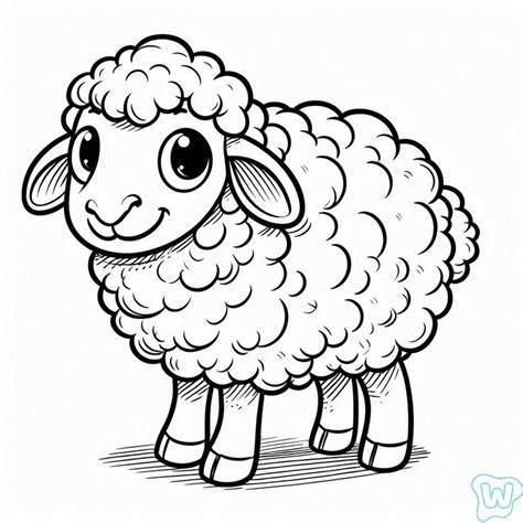 dibujo de una oveja o cordero estilo infantil para colorear
