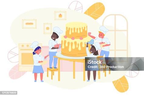 Niños decorando una tarta