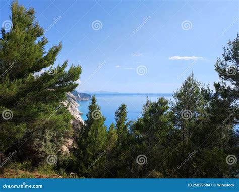 Paisaje de pinos frente al mar Cantábrico