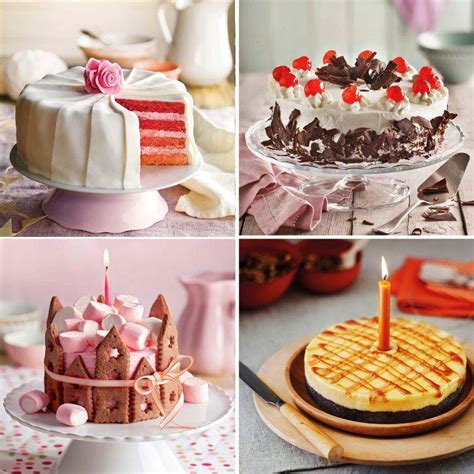 Variedad de tartas de cumpleaños con diferentes sabores y decoraciones