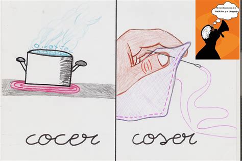 Esquema comparativo entre las palabras homófonas coser y cocer
