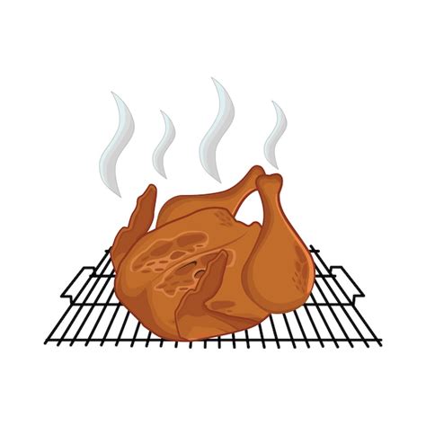 Ilustración histórica de un pollo asado en la antigüedad