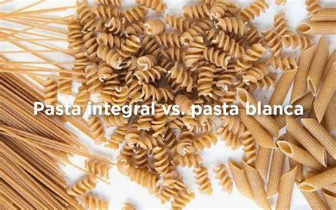 Tabla comparativa de calorías entre pasta integral y pasta blanca