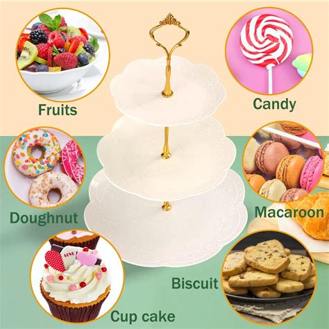 Soporte elegante de 3 niveles con cupcakes y postres
