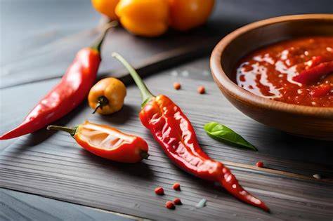 Ingredientes frescos sobre una mesa de madera: tomates, chiles, aguacate y tortillas
