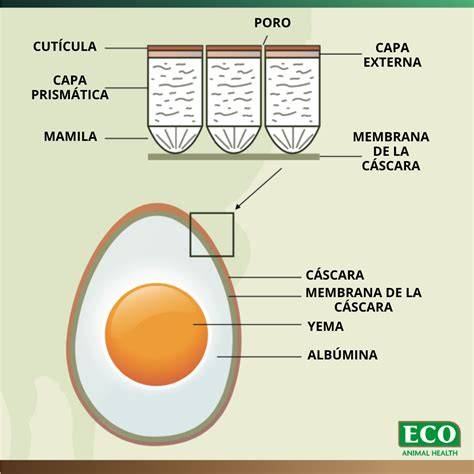 Esquema de la porosidad de la cáscara del huevo