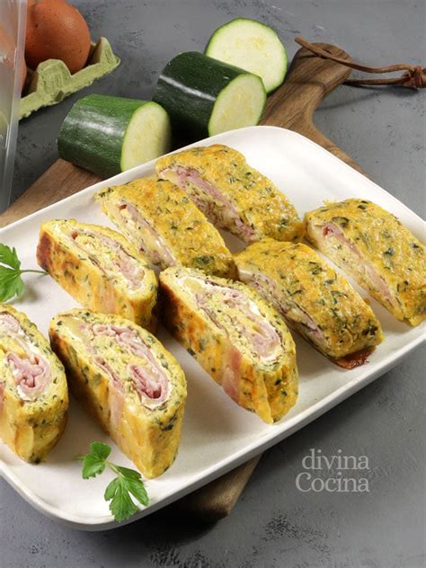 Rollitos de calabacín con jamón y queso