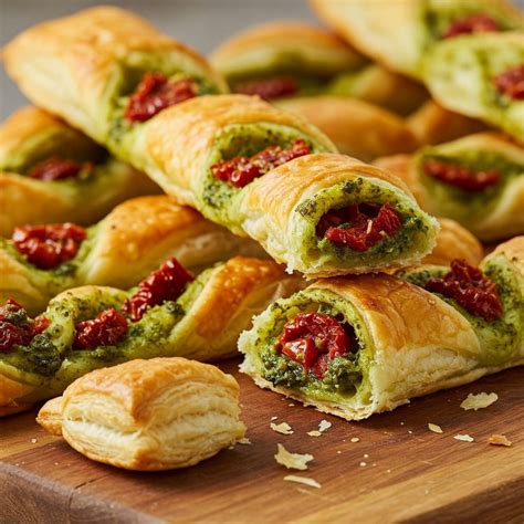 Palitos de hojaldre con pesto