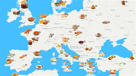 Mapa de postres europeos icónicos