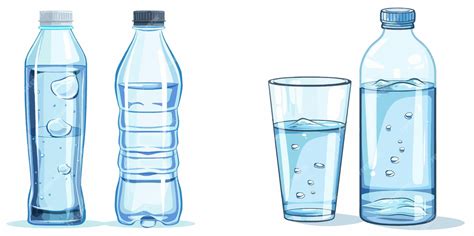 Botella de agua y vasos