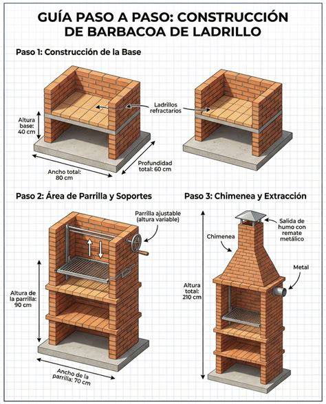 Detalle del hogar de una barbacoa con ladrillos refractarios