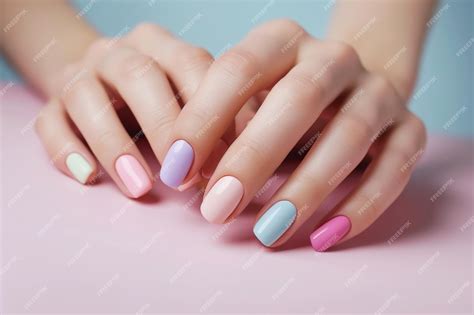 Manos con uñas pintadas en tonos pastel