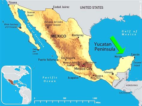Mapa de la Península de Yucatán, México