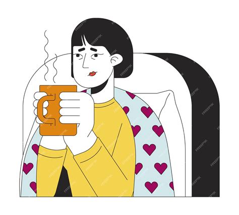 Mujer asiática bebiendo una infusión caliente