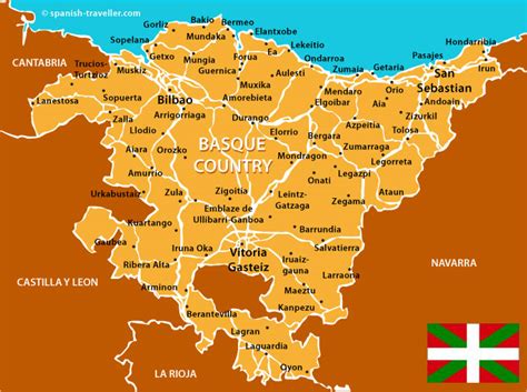Mapa de la región del País Vasco y Cantabria