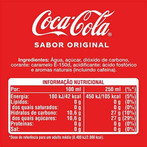 Tabla nutricional de Coca-Cola Lemon