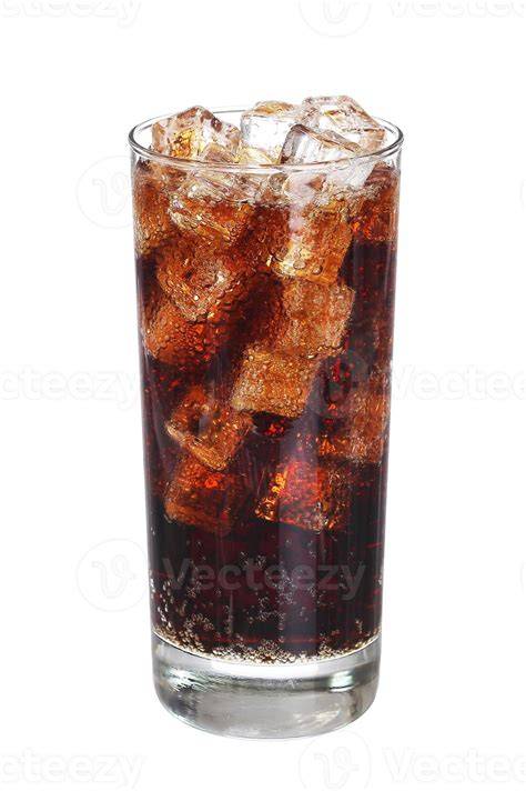 Vaso con Coca-Cola y hielo