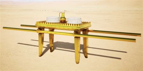 Representación del tabernáculo antiguo con la mesa de los panes de la proposición