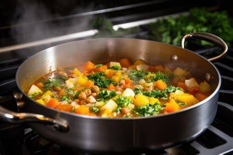 Verduras hirviendo en una olla