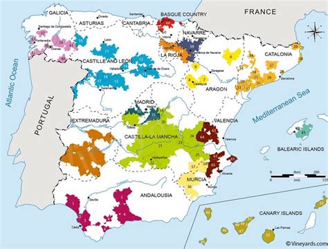 Mapa de regiones vinícolas productoras de vino dulce
