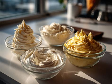 Variedad de cremas y coberturas para postres