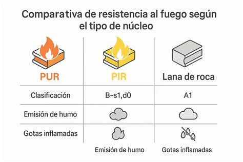 Comparativa de resistencia al fuego de lana de roca según su espesor