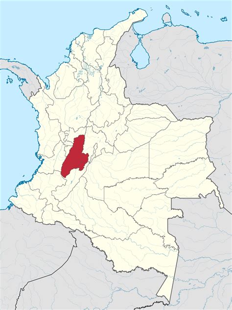 Mapa de Colombia resaltando la región del Tolima Grande