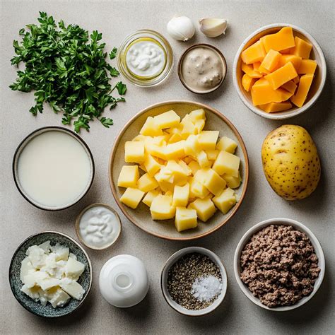 Ingredientes frescos para la cazuela de papas