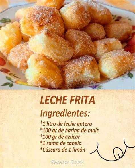 Ingredientes básicos para Leche Frita: huevos, leche, harina, azúcar, canela en polvo