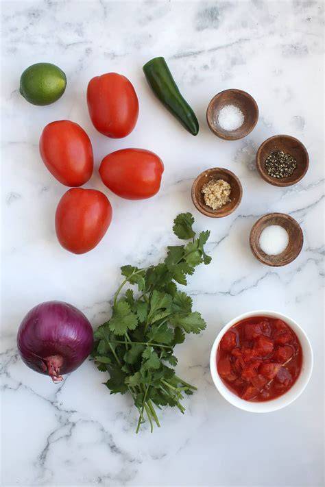 Ingredientes frescos para salsa roja casera