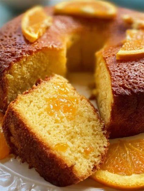 Bizcocho de naranja casero en un plato