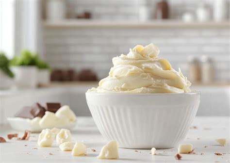 Crema de chocolate blanco en un tazón