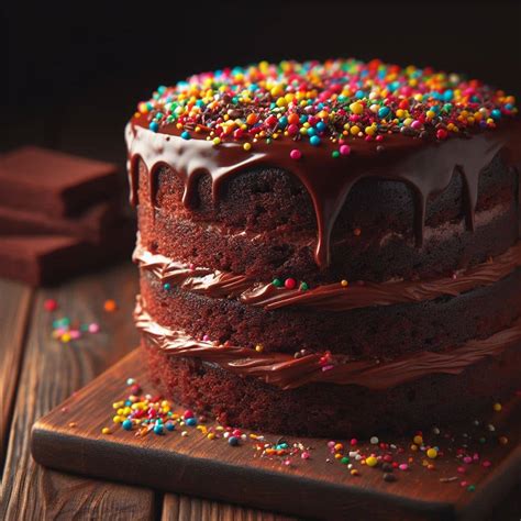 Torta de chocolate decorada con chispas de colores