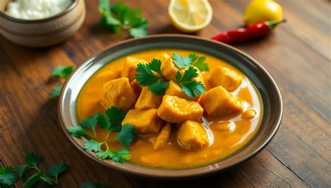 Ingredientes frescos para curry de pollo con coco estilo tailandés