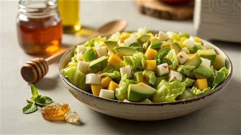 Ingredientes frescos para preparar una ensalada de mango y aguacate
