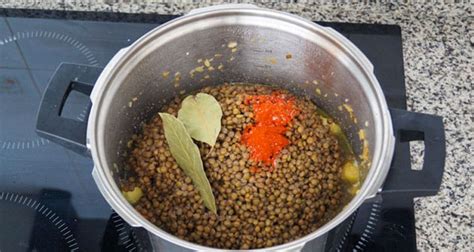 Proceso de cocción de lentejas en Cookeo