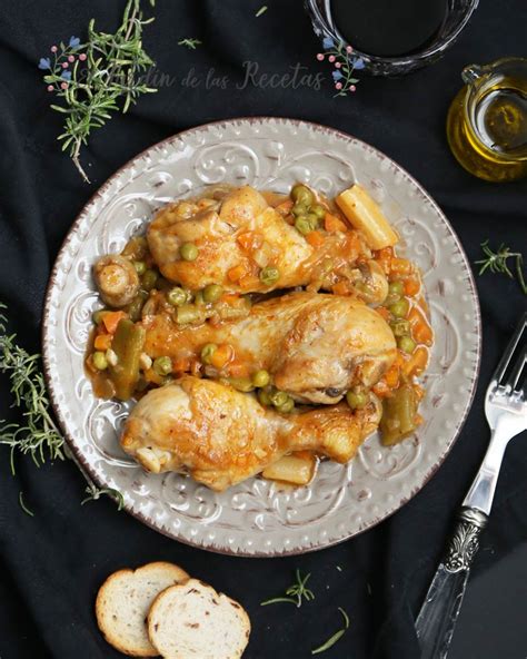 Olla rápida con muslos de pollo y verduras