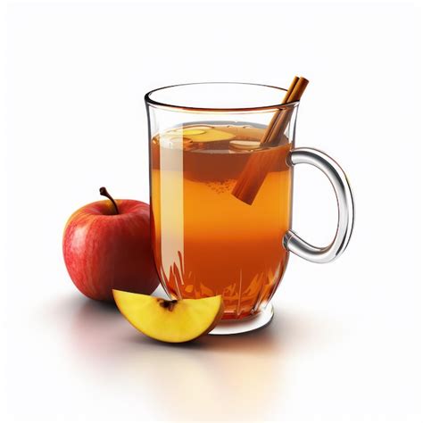 Agua de manzana hervida en un vaso con canela